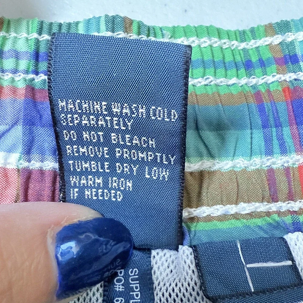 Vintage Polo by Ralph Lauren Plaid Swim Trunks Mens XL Green Lined Pony 90s Prep